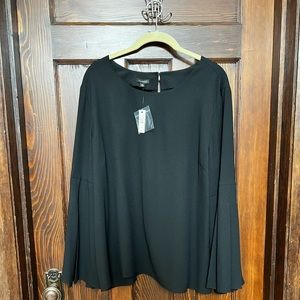 NWT Talbots Women’s XL Blouse Black Long Sleeve Pleated From Elbow